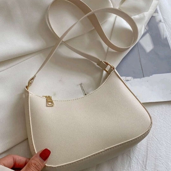 Sold Cream Baguette Shoulder Bag Purse - Picture 3 of 3